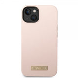 Guess iPhone 14 Plus Cover Silikone Metalplade MagSafe Rosa