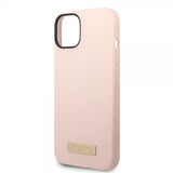 Guess iPhone 14 Plus Cover Silikone Metalplade MagSafe Rosa