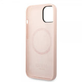 Guess iPhone 14 Plus Cover Silikone Metalplade MagSafe Rosa