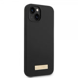 Guess iPhone 14 Plus Cover Silikone Metalplade MagSafe Sort