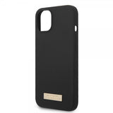 Guess iPhone 14 Plus Cover Silikone Metalplade MagSafe Sort
