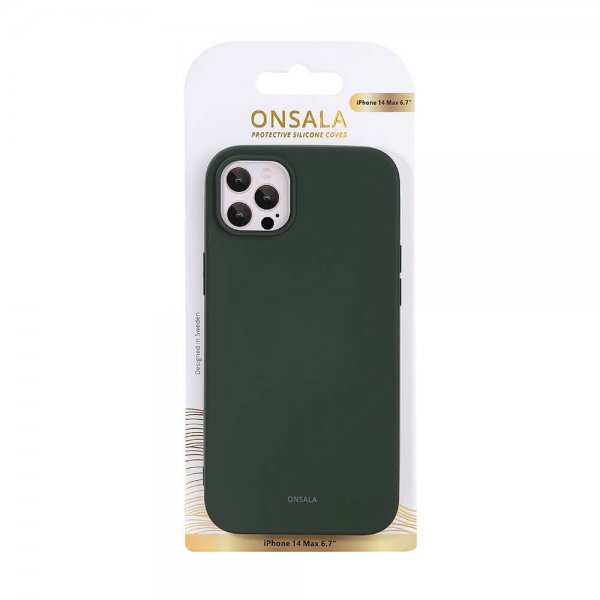 Onsala iPhone 14 Plus Cover Silikone Oliven Grøn