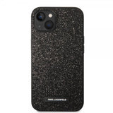 Karl Lagerfeld iPhone 14 Plus Cover Solid Glitter Plaque Logo Sort