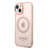 Guess iPhone 14 Plus Cover Translucent MagSafe Rosa