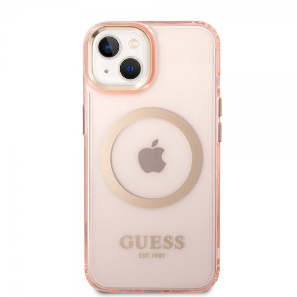 Guess iPhone 14 Plus Cover Translucent MagSafe Rosa