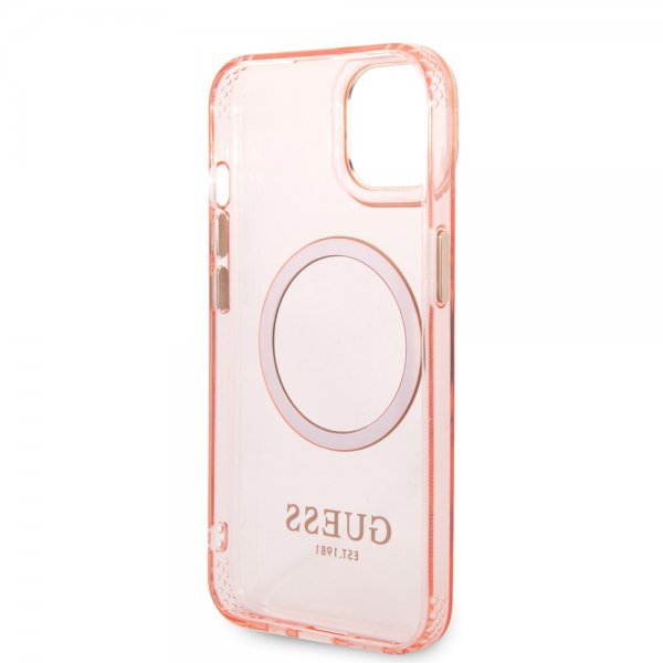 Guess iPhone 14 Plus Cover Translucent MagSafe Rosa