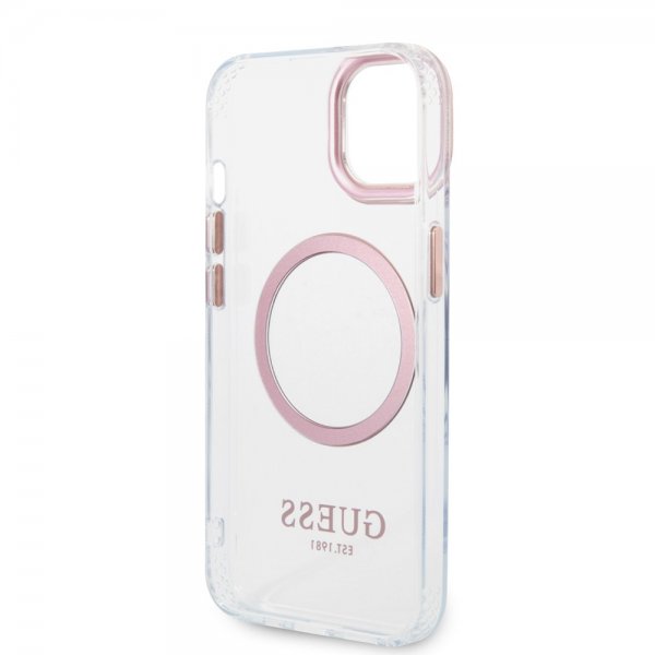 Guess iPhone 14 Plus Cover Gennemsigtig MagSafe Rosa Gennemsigtig