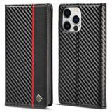 Lc.Imeeke iPhone 14 Pro Cover Kulfibertekstur Rød Stribe Vertikal
