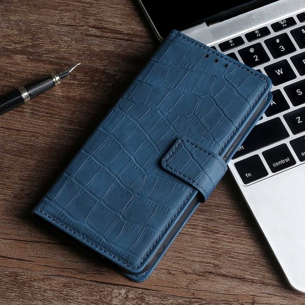 iPhone 14 Pro Cover Krokodillemønster Blå
