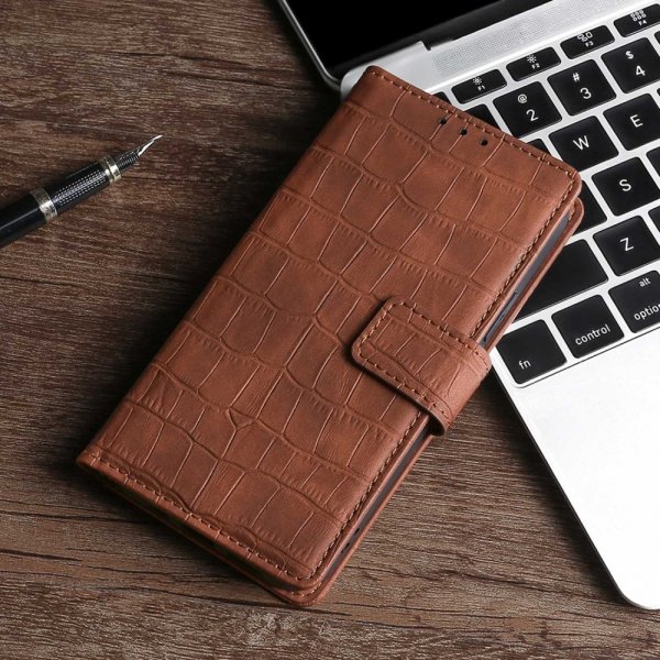 iPhone 14 Pro Cover Krokodillemønster Brun