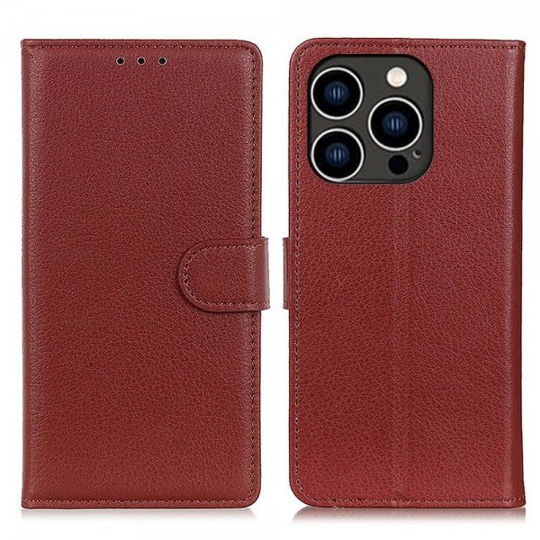 iPhone 14 Pro Cover Litchi Brun