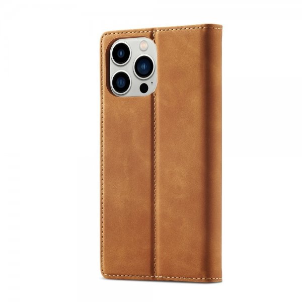 Lc.Imeeke iPhone 14 Pro Flip Cover med kortholder Brun