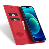 Lc.Imeeke iPhone 14 Pro Etui med Kortlomme Flip Rød