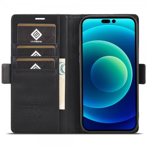 Lc.Imeeke iPhone 14 Pro Etui med Kortlomme Sort