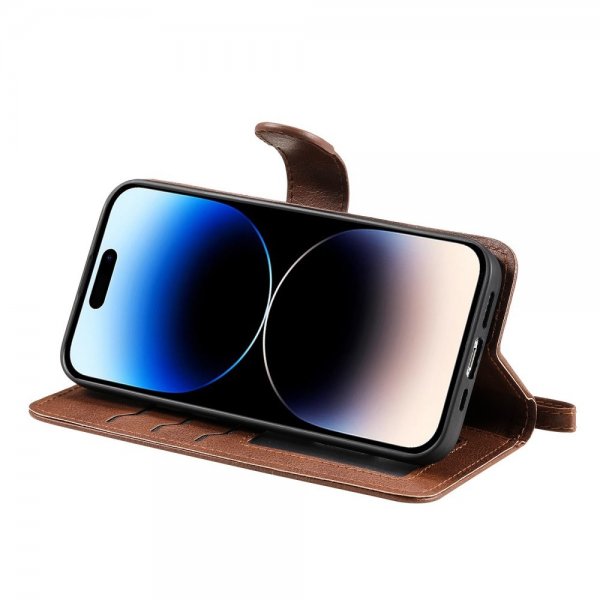 iPhone 14 Pro Cover med aftageligt etui KT Leather Series-3 Brun