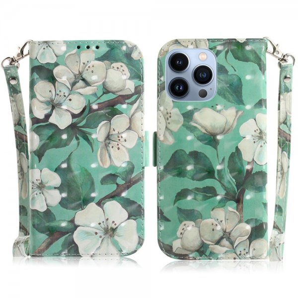 iPhone 14 Pro Cover Motiv Hvide Blomster