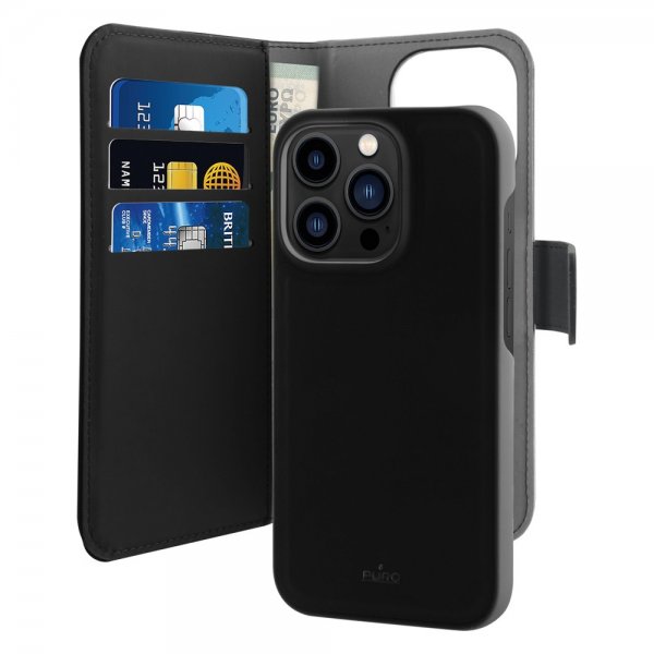 Puro iPhone 14 Pro Cover Wallet Detachable 2-i-1 Sort