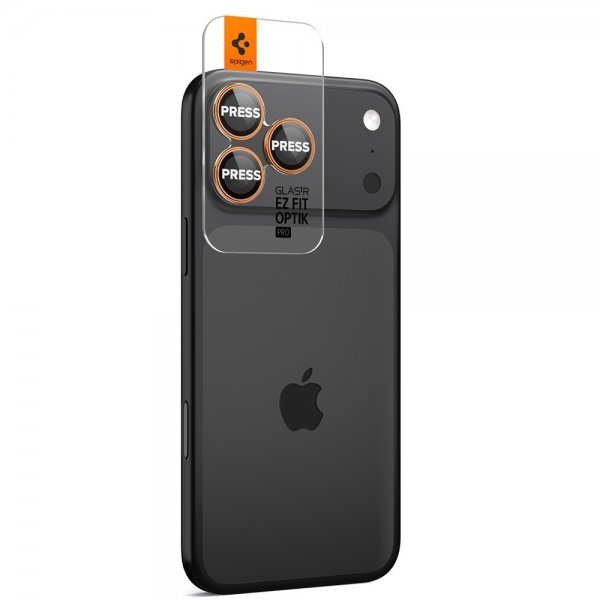 Spigen iPhone 14/15/16/17 Pro & Pro Max Kamerabeskyttelse GLAS.tR EZ Fit Optik Pro 2-pak Orange