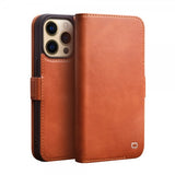 Qialino iPhone 14 Pro Max Etui Ægte Læder Brun