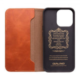 Qialino iPhone 14 Pro Max Etui Ægte Læder Brun