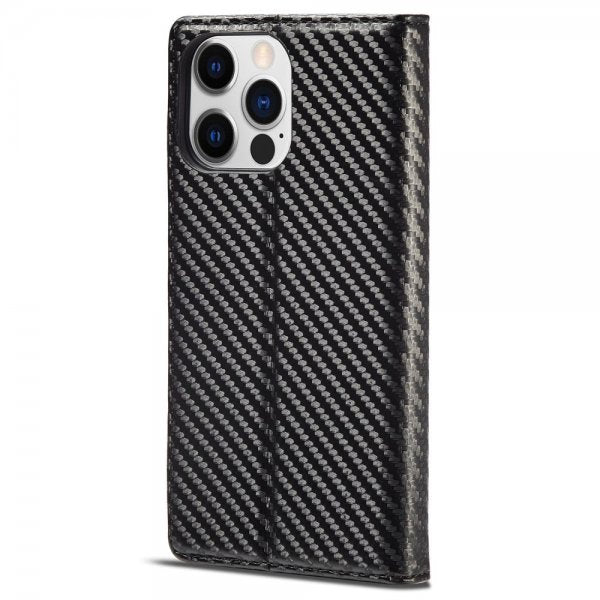 Lc.Imeeke iPhone 14 Pro Max Cover Kulfibertekstur Rød Stribe Vertikal