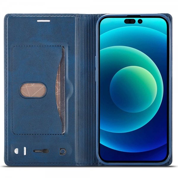 Lc.Imeeke iPhone 14 Pro Max Cover Kortlomme Udvendig Blå