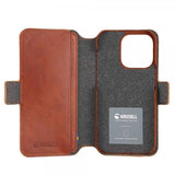 Krusell iPhone 14 Pro Max Etui Leather PhoneWallet Cognac