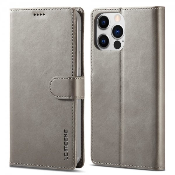 Lc.Imeeke iPhone 14 Pro Max Cover med Kortlomme Standerfunktion Grå