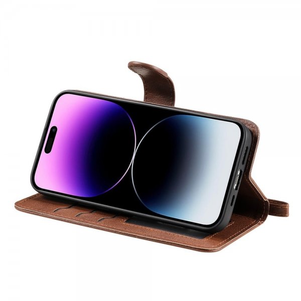 iPhone 14 Pro Max Cover med Aftageligt Cover KT Leather Series-3 Brun