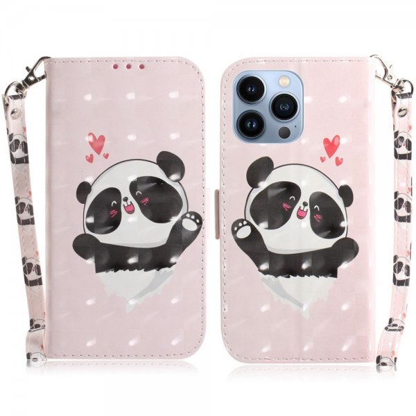 iPhone 14 Pro Max Cover Motiv Panda Hjerter