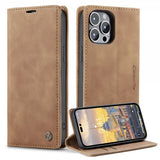 CaseMe iPhone 14 Pro Max Cover Retro Flip Brun