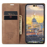 CaseMe iPhone 14 Pro Max Cover Retro Flip Brun