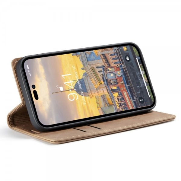 CaseMe iPhone 14 Pro Max Cover Retro Flip Brun