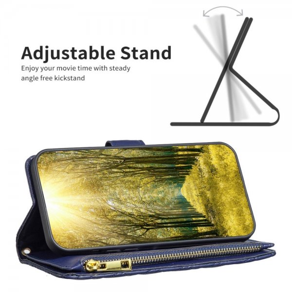iPhone 14 Pro Max Cover Diamantmønster Lynlås Blå