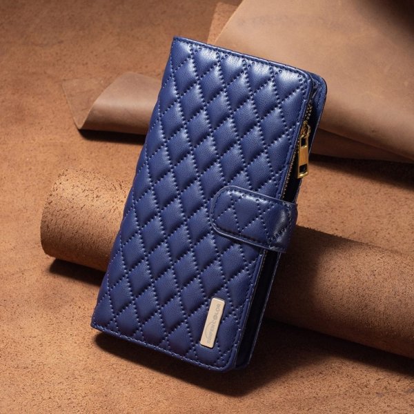 iPhone 14 Pro Max Cover Diamantmønster Lynlås Blå