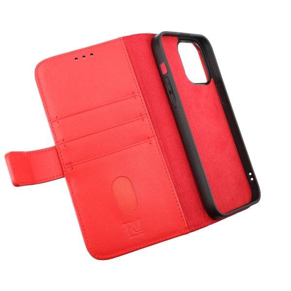 Rvelon iPhone 14 Pro Max Fodral Ægte Læder Rød