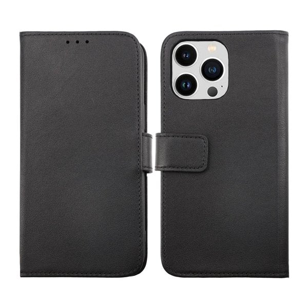 Rvelon iPhone 14 Pro Max Etui Ægte Læder Sort