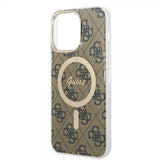 Guess iPhone 14 Pro Max Cover 4G Pattern MagSafe Brun