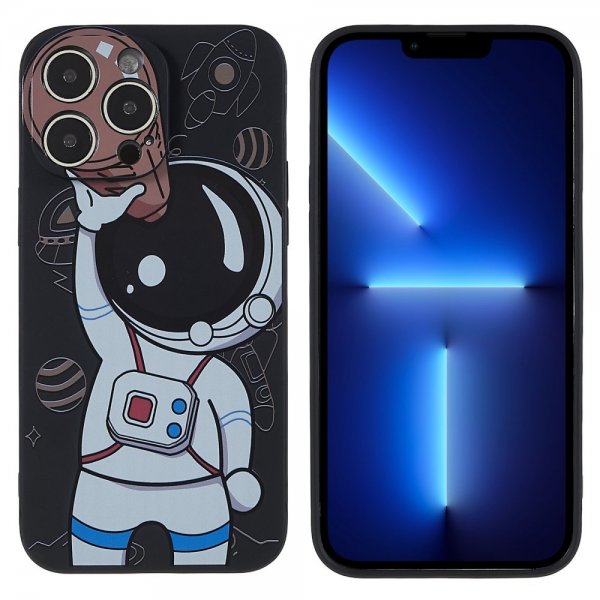 iPhone 14 Pro Max Cover Astronaut Sort Brun