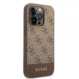 Guess iPhone 14 Pro Max Cover Bottom Stripe Metal Logo Brun