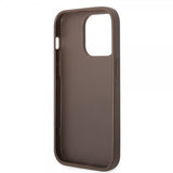 Guess iPhone 14 Pro Max Cover Bottom Stripe Metal Logo Brun