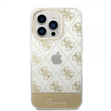 Guess iPhone 14 Pro Max Cover Bottom Stripe Script Logo Guld