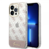 Guess iPhone 14 Pro Max Cover Bottom Stripe Script Logo Rosa