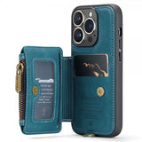 CaseMe iPhone 14 Pro Max Cover C20 Kortlomme Lynlås Petroleum