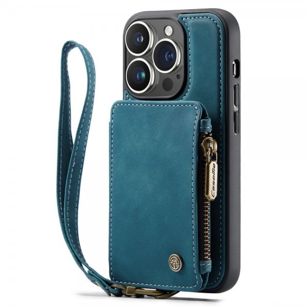 CaseMe iPhone 14 Pro Max Cover C20 Kortlomme Lynlås Petroleum