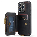 CaseMe iPhone 14 Pro Max Cover C20 Kortlomme Lynlås Sort