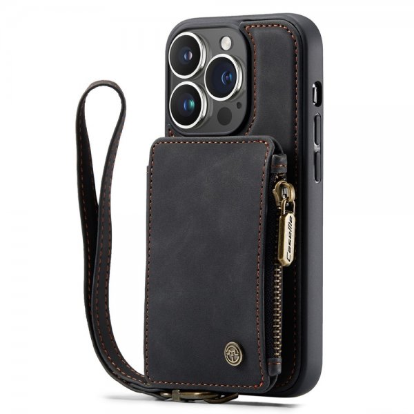CaseMe iPhone 14 Pro Max Cover C20 Kortlomme Lynlås Sort