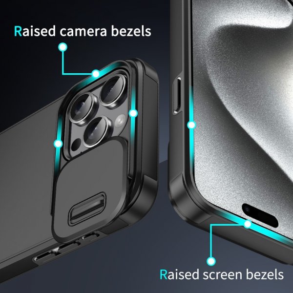 iPhone 14 Pro Max Cover med Kameraskyder Sort