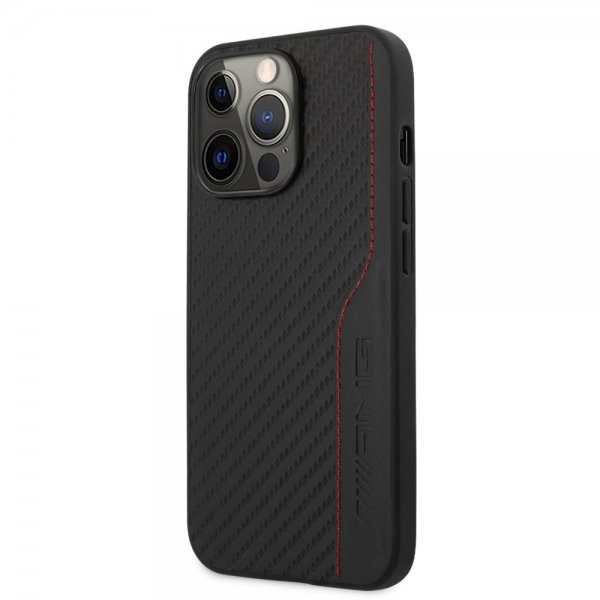 AMG iPhone 14 Pro Max Cover Carbon Effect Stamped Logo Sort