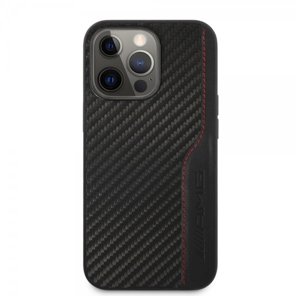 AMG iPhone 14 Pro Max Cover Carbon Effect Stamped Logo Sort